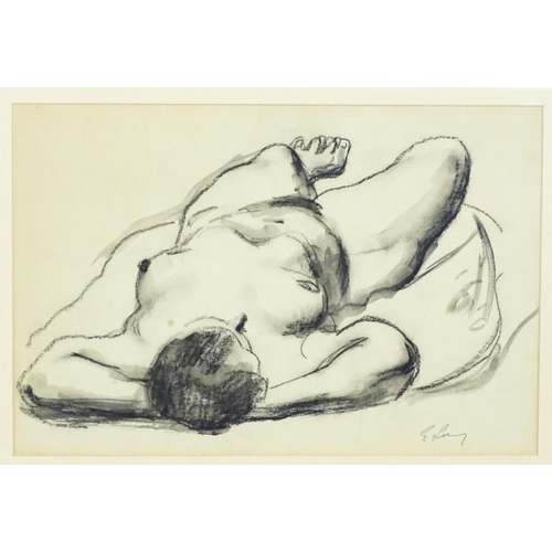 2188 - Emmanuel Levy (1900-1986), Charcoal, A study of a reclining nude. Signed lower right. Approx. 14