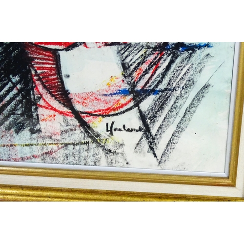 2190 - Manner of Werner Lange, 20th century, Oil pastels, An Abstract composition in red, black, blue and y... 