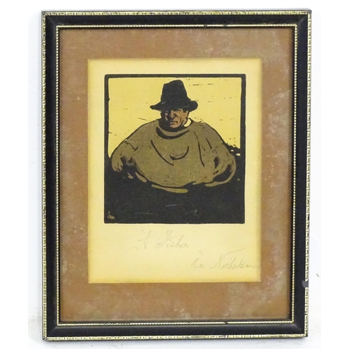 2191 - Sir William Nicholson (1872-1949), Colour woodblock, A Fisher. Signed and titled in pencil under. Ap... 