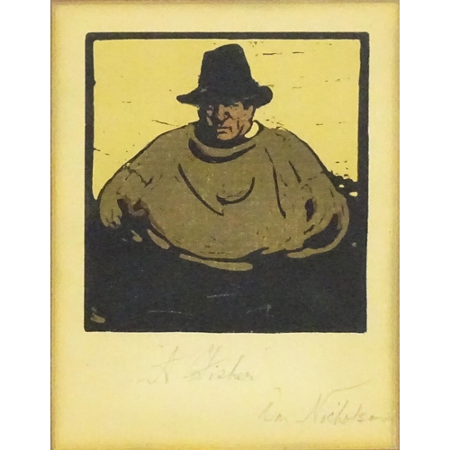 2191 - Sir William Nicholson (1872-1949), Colour woodblock, A Fisher. Signed and titled in pencil under. Ap... 