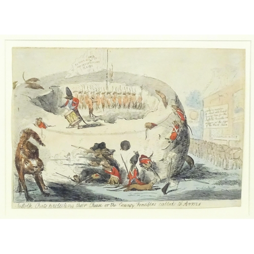 2194 - After Isaac Cruikshank, 19th century, Engraving with hand colouring, Suffolk Rats Protecting their C... 