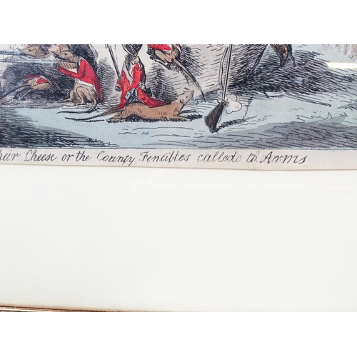 2194 - After Isaac Cruikshank, 19th century, Engraving with hand colouring, Suffolk Rats Protecting their C... 