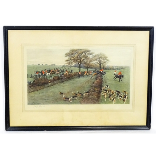 2201 - After Cecil Aldin, 20th century, Signed lithograph, The South Berks Hunt. Signed in pencil lower lef... 