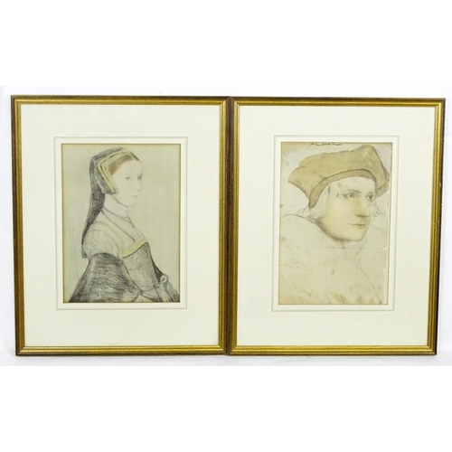 2205 - After Hans Holbein the Younger, Early 20th century, Seven early reproductions of drawings in the Roy... 