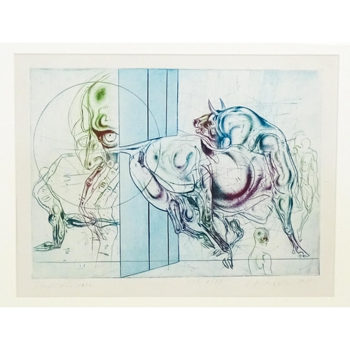 2227 - Luben Dimanov (b. 1933), Bulgarian School, Lithograph, Tauren Bull, Signed, dated 1979 and numbered ... 