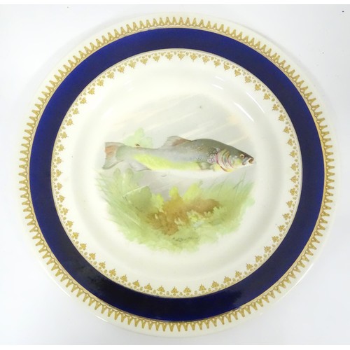 787 - A quantity of Wood & Sons Ltd. fish serving wares to include fish platter and six plates, lidded tur... 