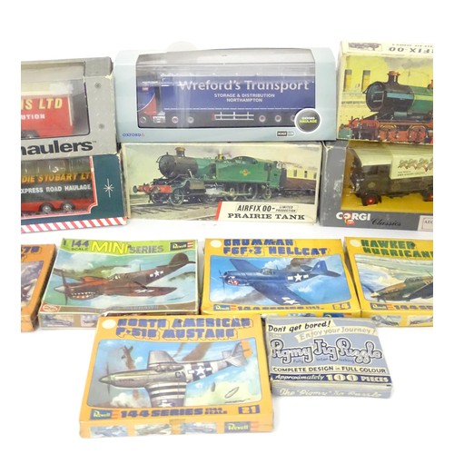 791 - A quantity of assorted Corgi, Airfix and Revell models and model kits, including military aircraft, ... 