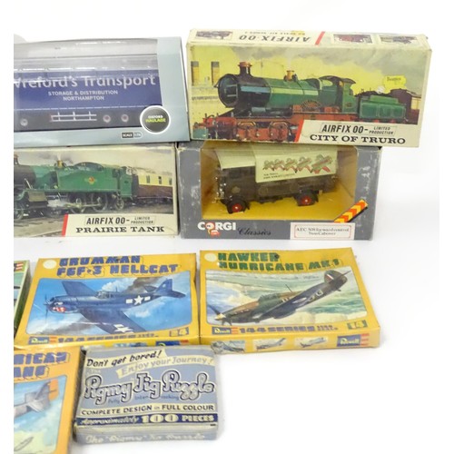 791 - A quantity of assorted Corgi, Airfix and Revell models and model kits, including military aircraft, ... 