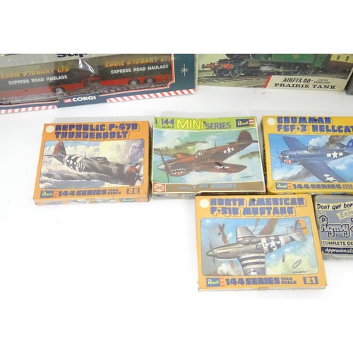 791 - A quantity of assorted Corgi, Airfix and Revell models and model kits, including military aircraft, ... 