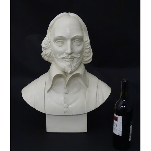 840 - A 20thC cast bust of a gentleman, possibly William Shakespeare. Approx. 21 1/2