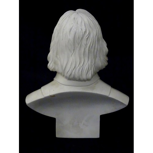 840 - A 20thC cast bust of a gentleman, possibly William Shakespeare. Approx. 21 1/2