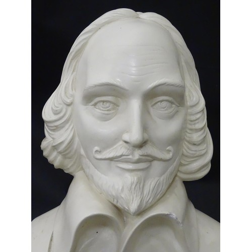 840 - A 20thC cast bust of a gentleman, possibly William Shakespeare. Approx. 21 1/2