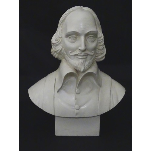 840 - A 20thC cast bust of a gentleman, possibly William Shakespeare. Approx. 21 1/2