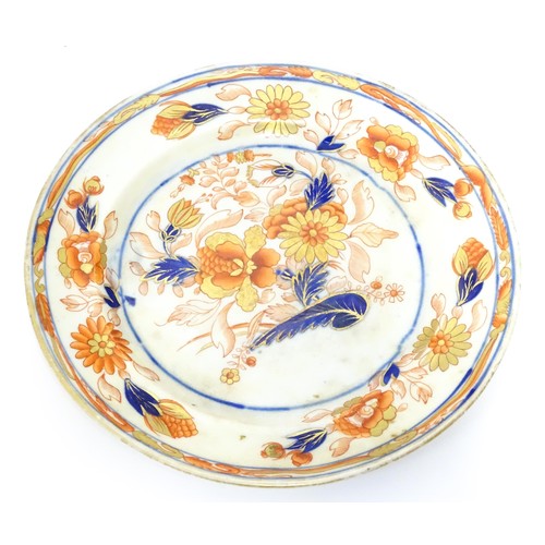 862 - Two plates to include an Imperial Ironstone China example decorated in the Imari palette, possibly b... 