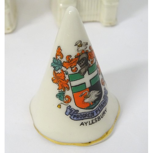 879 - A quantity of crested ware, to include Aylesbury, Norwich, London, Burton-on-Trent, Worcester, Peter... 