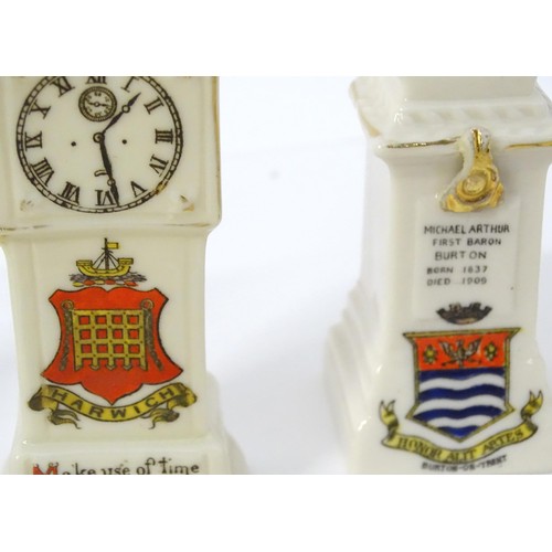 879 - A quantity of crested ware, to include Aylesbury, Norwich, London, Burton-on-Trent, Worcester, Peter... 