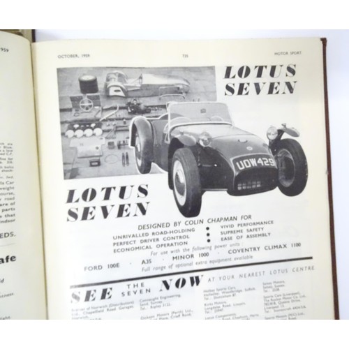 889 - Books: Three bound volumes of Motor Sport magazine comprising 1958, 1959 & 1960 (3)