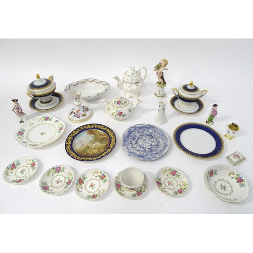 892 - A quantity of assorted ceramics to include Continental figures, an Augustus Rex hand painted base de... 