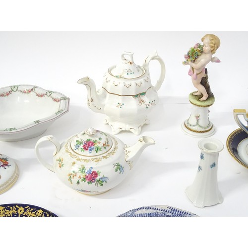 892 - A quantity of assorted ceramics to include Continental figures, an Augustus Rex hand painted base de... 