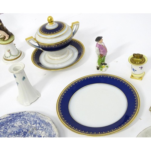 892 - A quantity of assorted ceramics to include Continental figures, an Augustus Rex hand painted base de... 