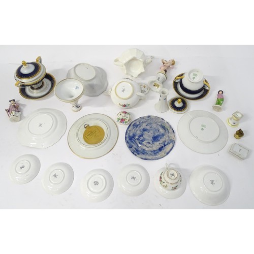 892 - A quantity of assorted ceramics to include Continental figures, an Augustus Rex hand painted base de... 