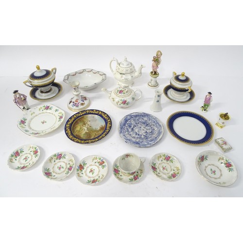 892 - A quantity of assorted ceramics to include Continental figures, an Augustus Rex hand painted base de... 