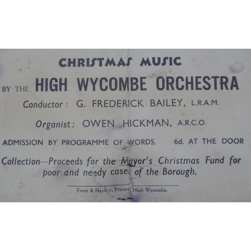 911 - Buckinghamshire local interest: two framed mid 20thC papers relating to High Wycombe, comprising a b... 