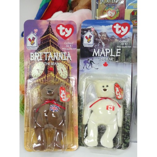 935 - Toys: A quantity of TY Beanie Babies etc. Glory the Bear, Erin the Bear, Britannia the Bear, Milleni... 