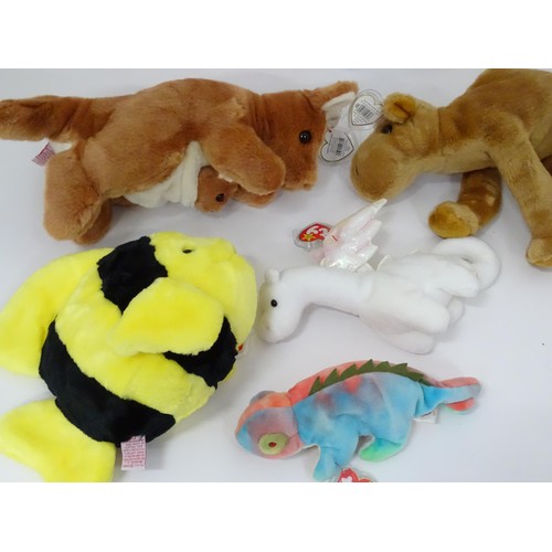 935 - Toys: A quantity of TY Beanie Babies etc. Glory the Bear, Erin the Bear, Britannia the Bear, Milleni... 