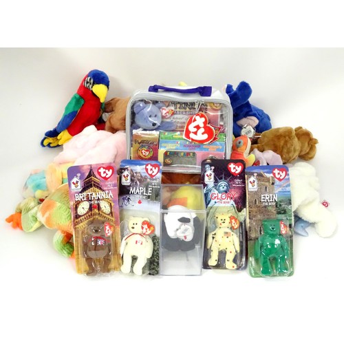 935 - Toys: A quantity of TY Beanie Babies etc. Glory the Bear, Erin the Bear, Britannia the Bear, Milleni... 