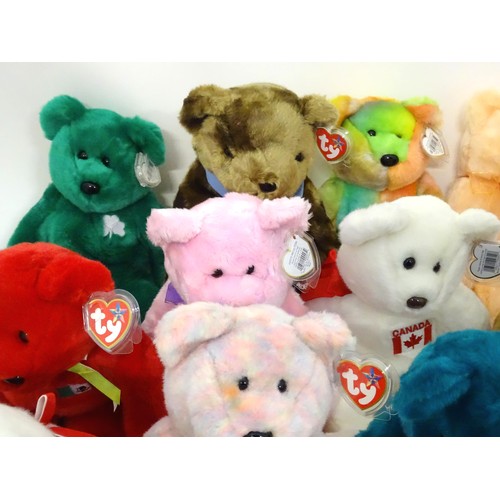 939 - Toys: A quantity of TY Beanie Babies etc. Beanie Babies to include: Halo the Angel Bear, the Peace B... 