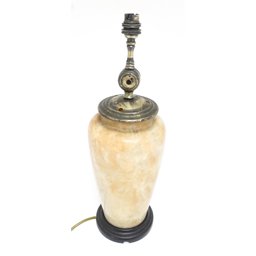 1674 - A 20thC alabaster table lamp of vase form. Approx. 19