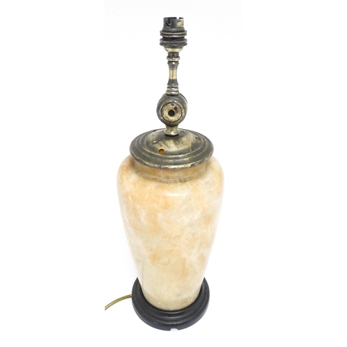 1674 - A 20thC alabaster table lamp of vase form. Approx. 19