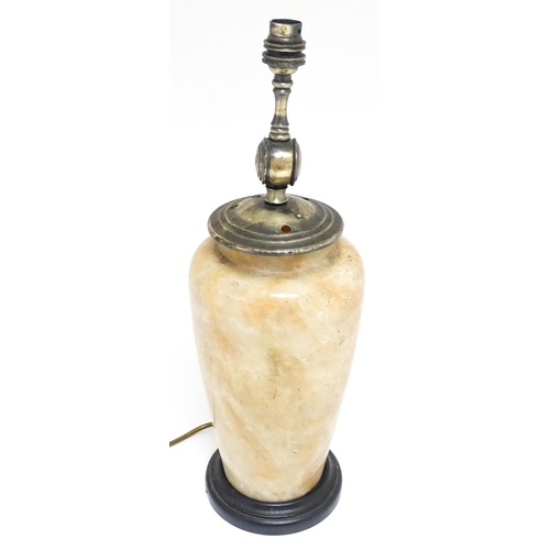 1674 - A 20thC alabaster table lamp of vase form. Approx. 19