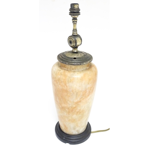 1674 - A 20thC alabaster table lamp of vase form. Approx. 19