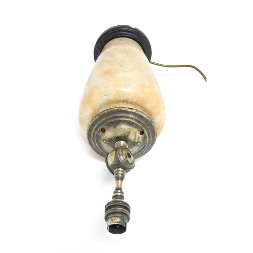 1674 - A 20thC alabaster table lamp of vase form. Approx. 19