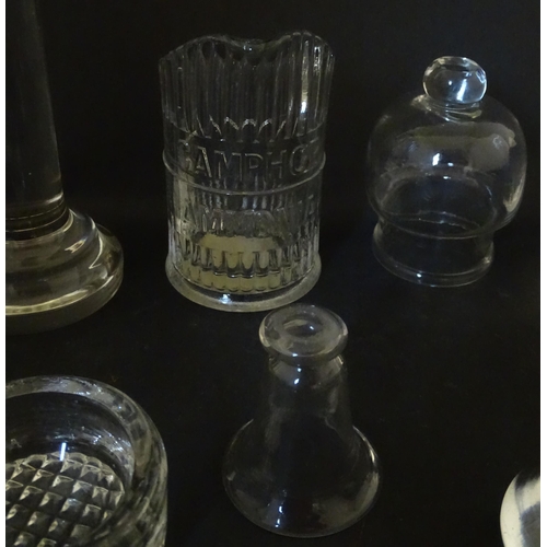 334 - A quantity of assorted scientific / medical glassware and implements, to include vessels, sphere, li... 