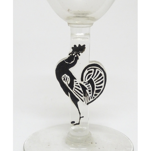 290 - A set of ten Rene Lalique Edward drinking glasses with cockerel / cock / rooster decoration to stems... 