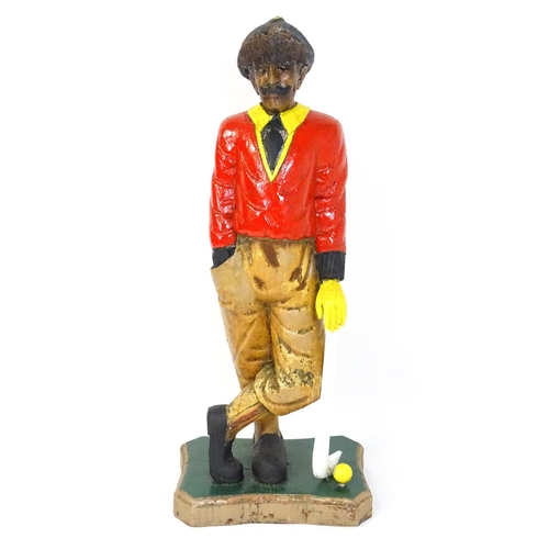 1577 - A painted wooden golf shop display figure modelled as an early 20thC golfer, resembling Tom Morris o... 