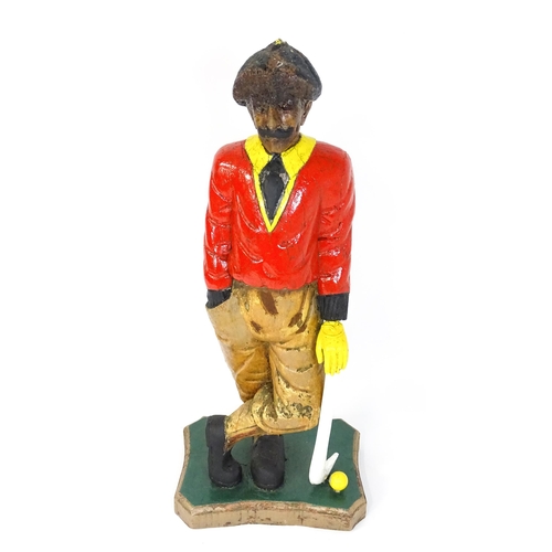 1577 - A painted wooden golf shop display figure modelled as an early 20thC golfer, resembling Tom Morris o... 