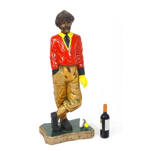 1577 - A painted wooden golf shop display figure modelled as an early 20thC golfer, resembling Tom Morris o... 