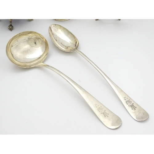 720 - Assorted silver plated items to include ladle, stuffing spoon, sugar bowl, etc. (7)