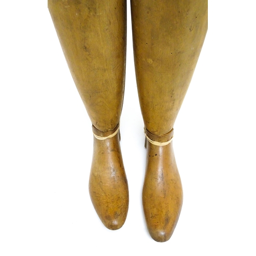 1198 - A pair of oak mid 20thC knee-length boot trees/lasts, approx size 11, 26