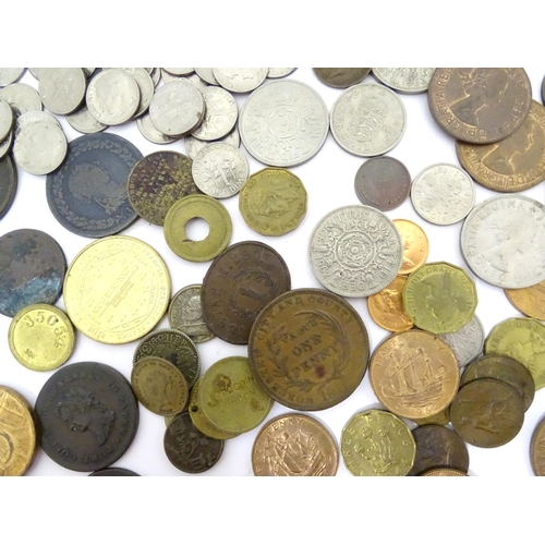 916 - Coins: A quantity of assorted Victorian and later UK and Worldwide coins. Together with assorted fob... 