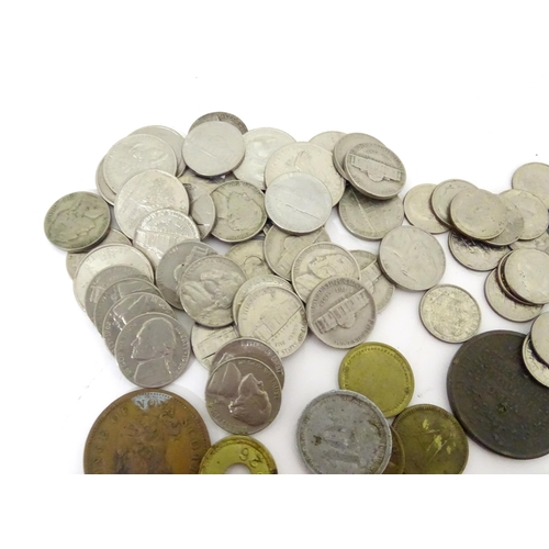 916 - Coins: A quantity of assorted Victorian and later UK and Worldwide coins. Together with assorted fob... 