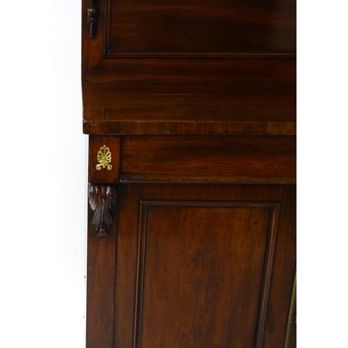 1748 - A 19thC mahogany chiffonier with a brass gallery above scrolled brackets and two short frieze drawer... 