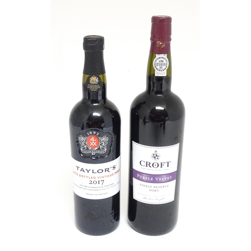 1147A - Two bottles of port, comprising a 75cl bottle of Taylor's late bottled vintae port 2017 and a 100cl ... 