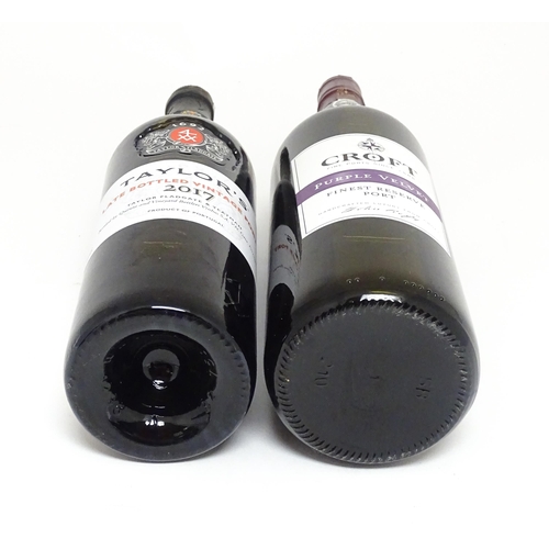 1147A - Two bottles of port, comprising a 75cl bottle of Taylor's late bottled vintae port 2017 and a 100cl ... 