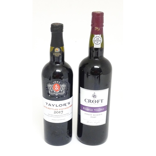 1147A - Two bottles of port, comprising a 75cl bottle of Taylor's late bottled vintae port 2017 and a 100cl ... 