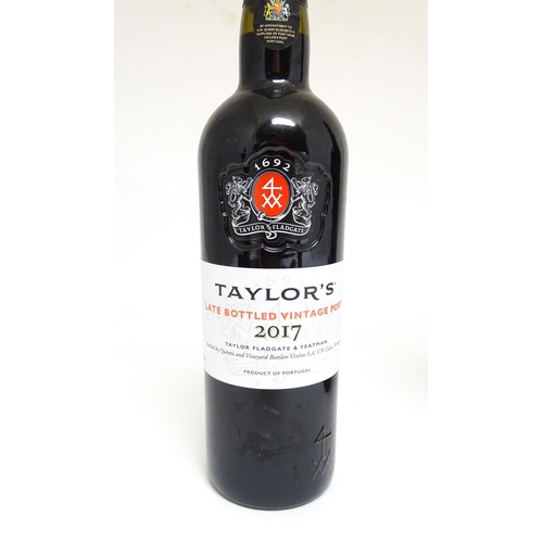 1147A - Two bottles of port, comprising a 75cl bottle of Taylor's late bottled vintae port 2017 and a 100cl ... 